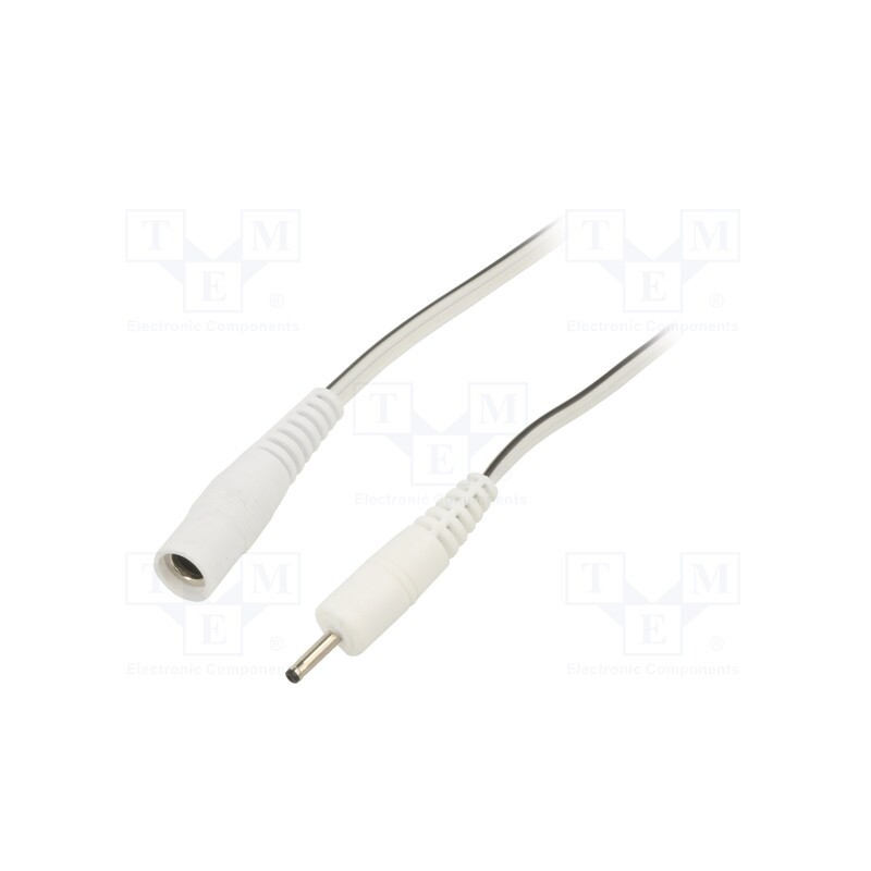 1 pcs x WEST POL - P07-C21-T050-050WH - Cable, 2x0.5mm2, DC 2,35/0,7 plug,DC 5,5/2,1 socket, straight