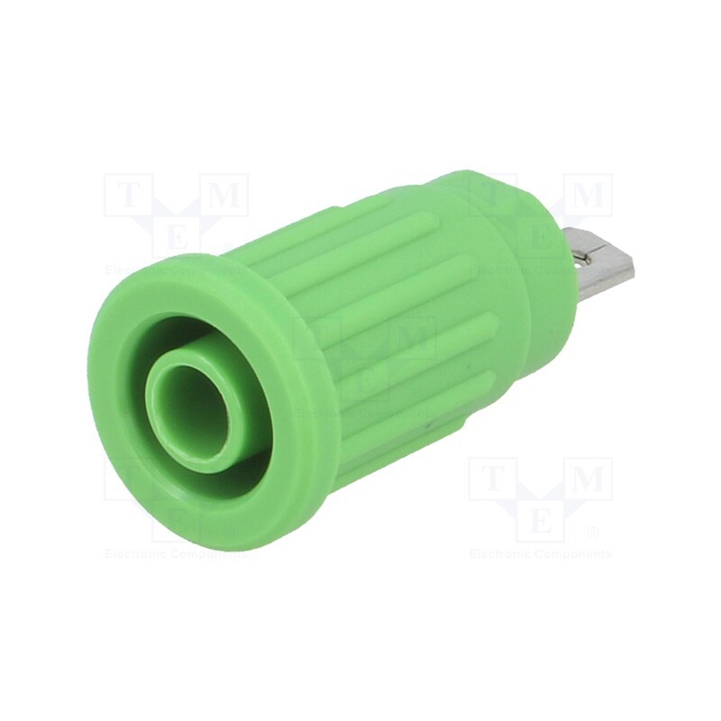 1 pcs x SCHu00dcTZINGER - SEPB 7089 NI / GN - Socket, 4mm banana, 24A, 1kV, green, on panel,push-in, 33mm, 5mΩ