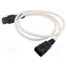 1 pcs x IEC LOCK - IEC-PC1121 - Cable, IEC C13 female,IEC C14 male, PVC, 1m, white, 10A, 250V