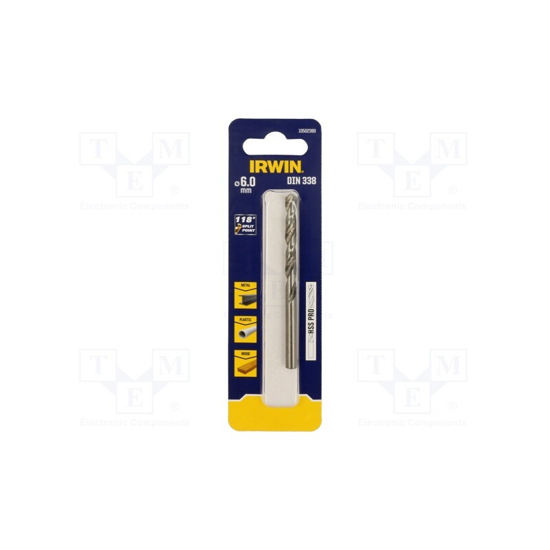 1 pcs x IRWIN - 10502389 - Drill bit, for metal, Ø: 6mm, L: 93mm, Working part len: 57mm