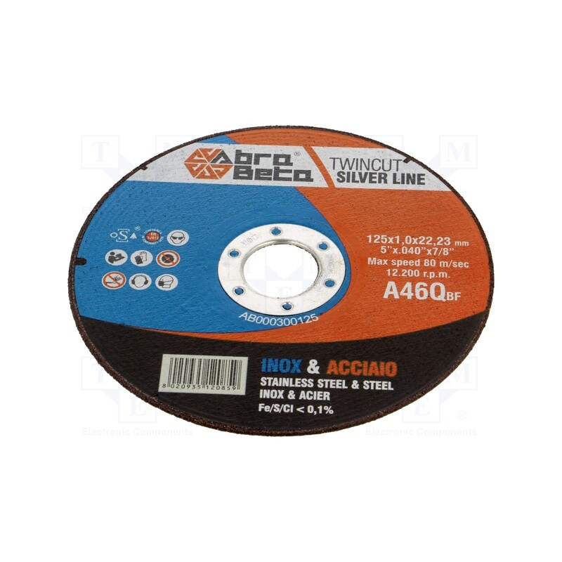 1 pcs x ABRA BETA - 300125 - Cutting wheel, Ø: 125mm, Øhole: 22.23mm, Disc thick: 1mm