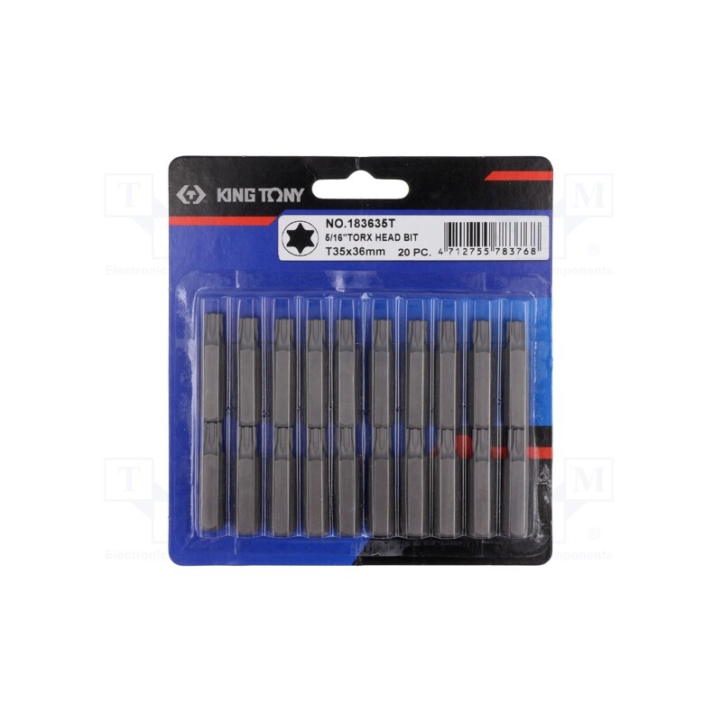 1 pcs x KING TONY - 183635T - Screwdriver bit, Torx®, TX35, Overall len: 36mm