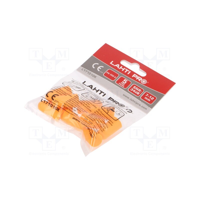 1 set x LAHTI PRO - L171010K - Noise stoppers, disposable, Attenuation level: 34dB, 5set