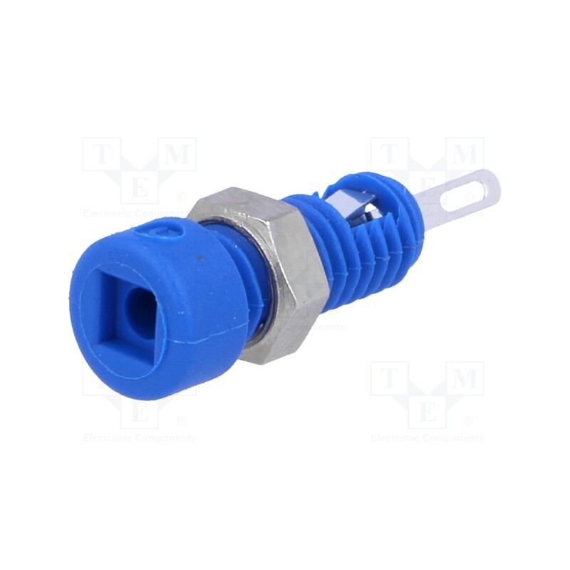 1 pcs x HIRSCHMANN T&M - MBI 1 BL - Socket, 2mm banana, 6A, Overall len: 21mm, blue, on panel,screw