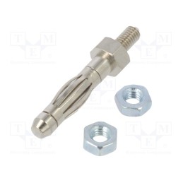 1 pcs x ELECTRO-PJP - 1052-6 - Plug, 4mm banana, 32A, 60VDC, non-insulated, 27.9mm, 2mΩ