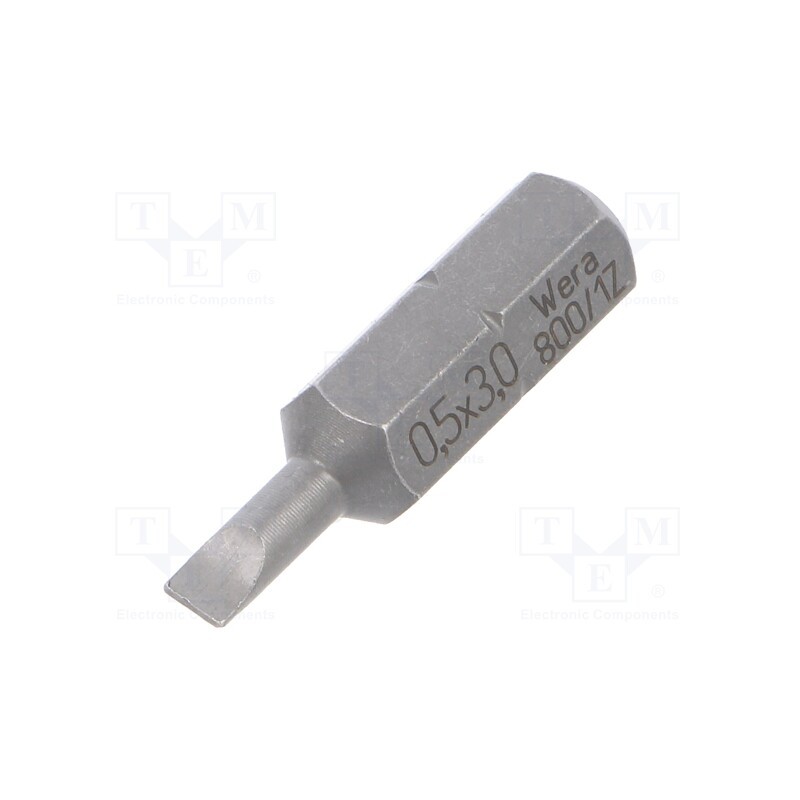 1 pcs x WERA - 5056200001 - Screwdriver bit, slot, 3,0x0,5mm, Overall len: 25mm