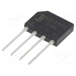 5 pcs x DIOTEC SEMICONDUCTOR - KBP206G - Bridge rectifier: single-phase, Urmax: 600V, If: 2A, Ifsm: 50A, flat