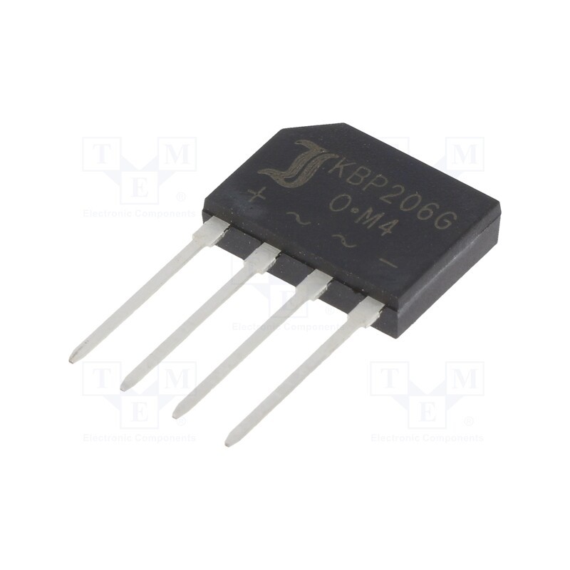 5 pcs x DIOTEC SEMICONDUCTOR - KBP206G - Bridge rectifier: single-phase, Urmax: 600V, If: 2A, Ifsm: 50A, flat