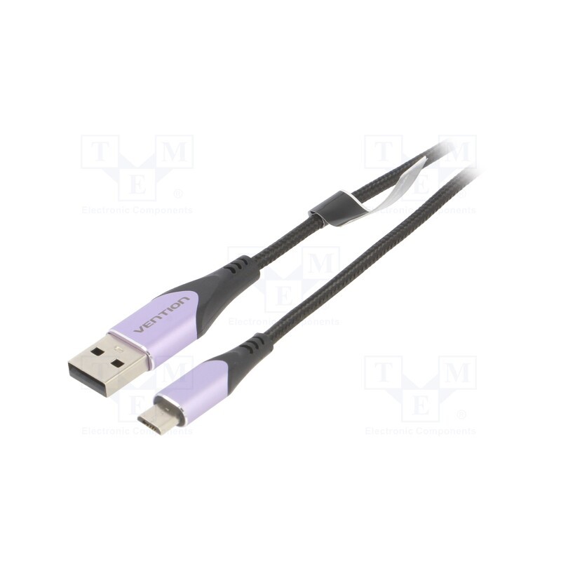 1 pcs x VENTION - COAVF - Cable, USB 2.0, USB A plug,USB B micro plug, 1m, black, 480Mbps