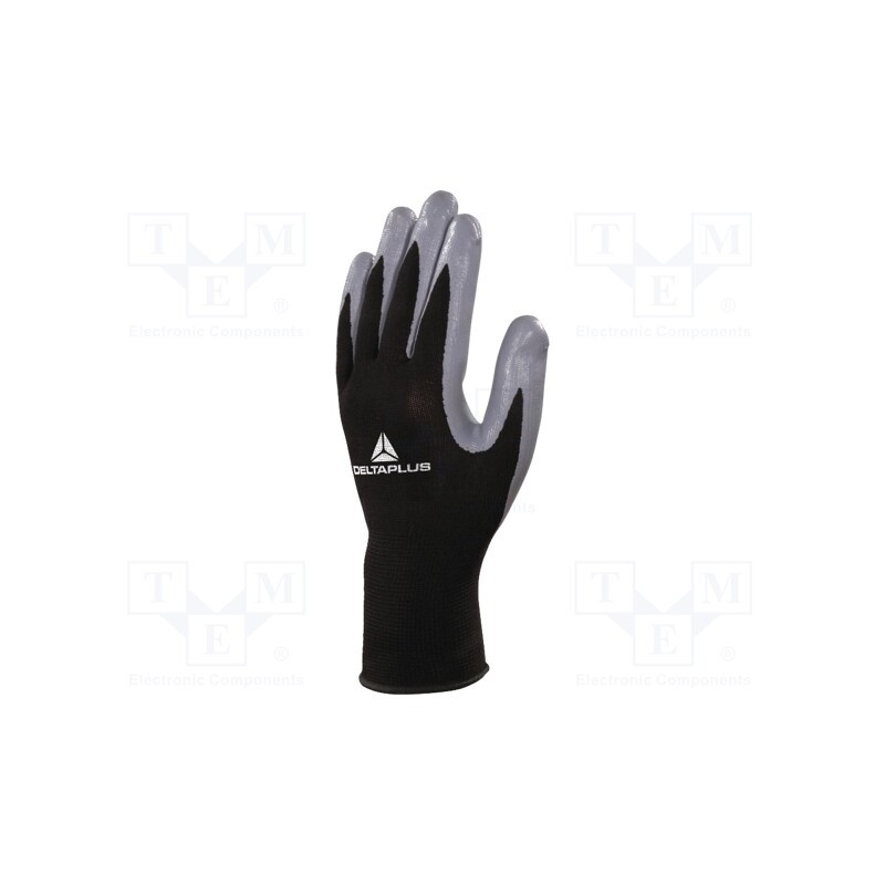 1 set x DELTA PLUS - VE712GR09 - Protective gloves, Size: 9, grey-black, nitryl,polyester, VE712GR