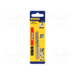 1 pcg x IRWIN - 10502384 - Drill bit, for metal, Ø: 4mm, L: 75mm, Working part len: 43mm, 2pcs.