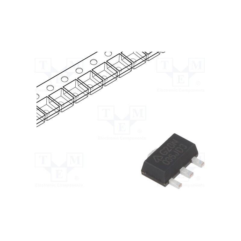 5 pcs x DIODES INCORPORATED - AZ1117CR-3.3TRG1 - IC: voltage regulator, LDO,linear,fixed, 3.3V, 1.35A, SOT89, SMD