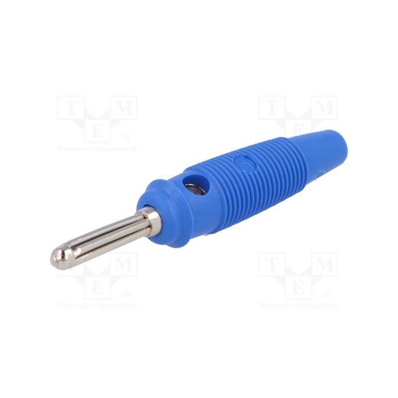 1 pcs x HIRSCHMANN T&M - BUELA 20 K BL - Plug, 4mm banana, 16A, 60VDC, blue, non-insulated, 3mΩ, 1.5mm2