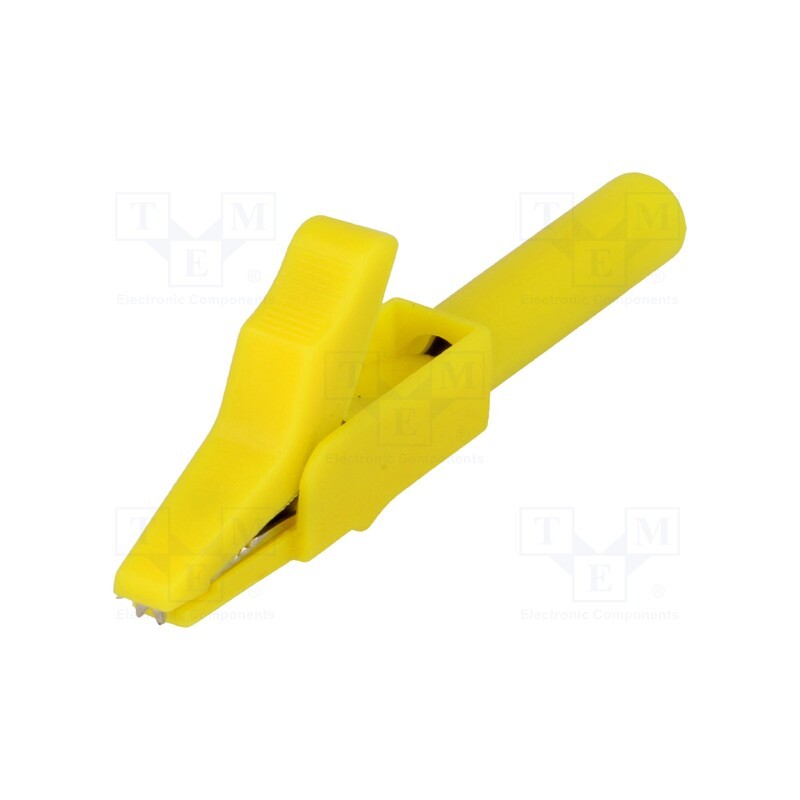 2 pcs x AXIOMET - AX-CR-4PM-Y - Crocodile clip, 15A, yellow, Grip capac: max.12mm, Contacts: brass