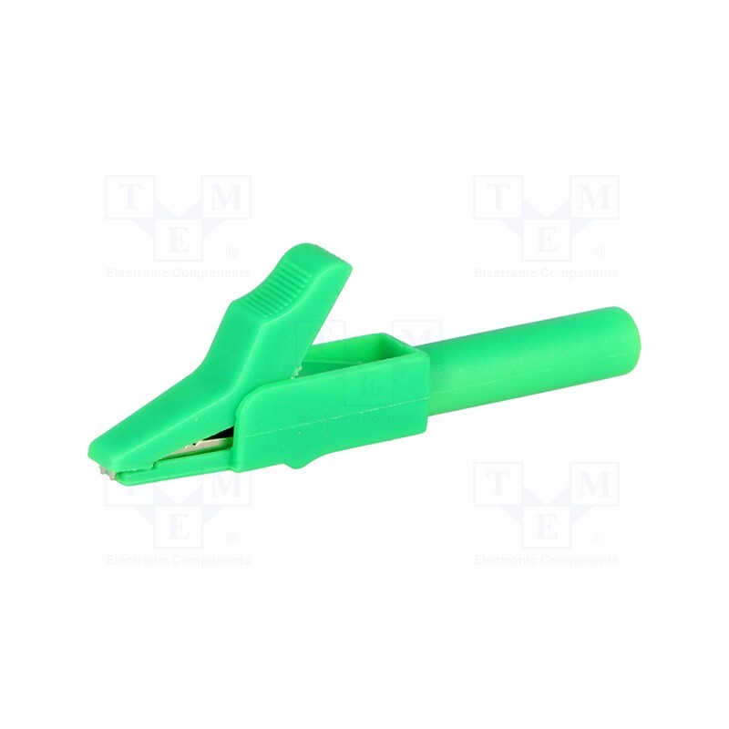 2 pcs x AXIOMET - AX-CR-4PM-G - Crocodile clip, 15A, green, Grip capac: max.12mm, Socket size: 4mm