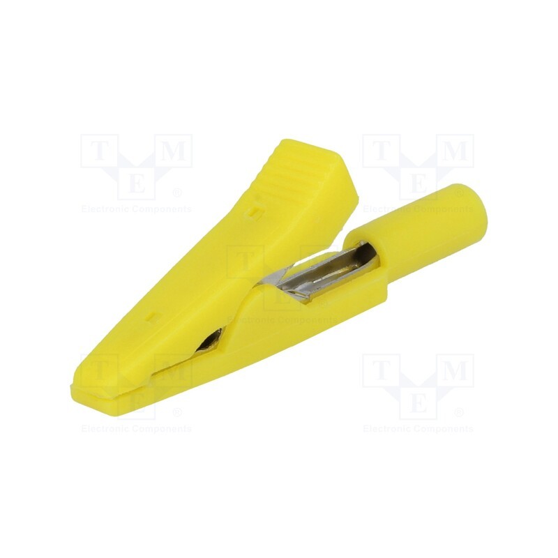2 pcs x AXIOMET - AX-CR-2PM-Y - Crocodile clip, 10A, 60VDC, yellow, Overall len: 41.5mm