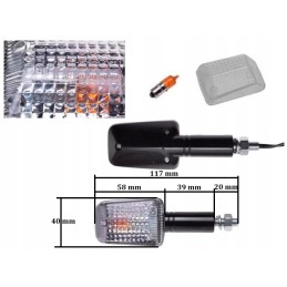 Indicator light mini black, light, long, 4 pcs
