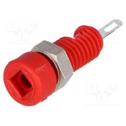 1 pcs x HIRSCHMANN T&M - MBI 1 RT - Socket, 2mm banana, 6A, Overall len: 21mm, red, on panel,screw