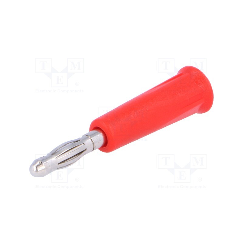 1 pcs x ELECTRO-PJP - 1010-I-RT - Plug, 4mm banana, 24A, 60VDC, red, non-insulated, Overall len: 46mm