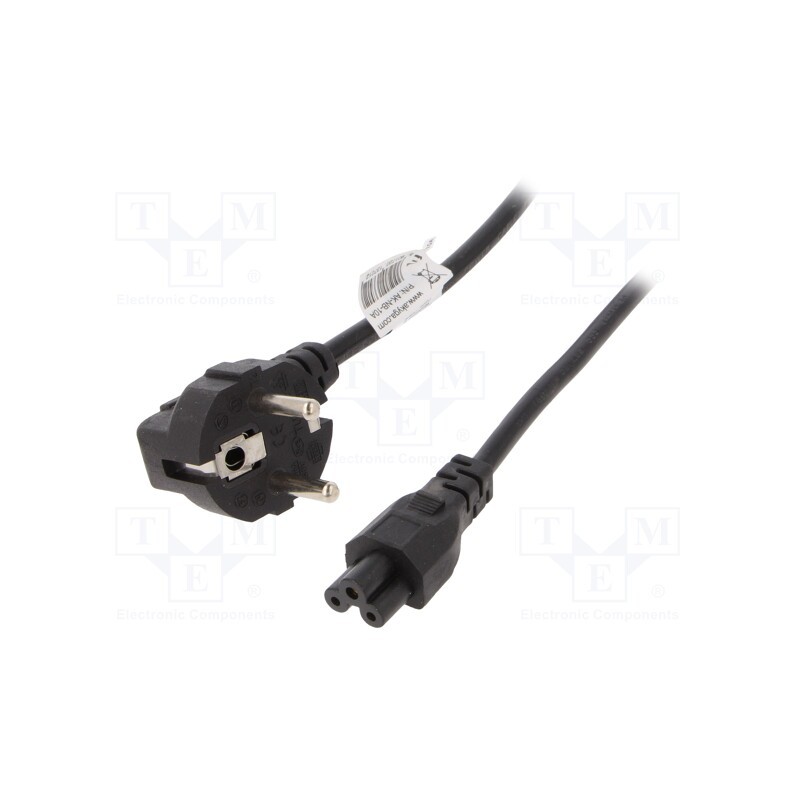 1 pcs x AKYGA - AK-NB-10A - Cable, 3G0.5mm2, CEE 7/7 (E/F) plug angled,IEC C5 female, PVC