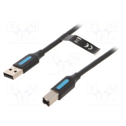 1 pcs x VENTION - COQBJ - Cable, USB 2.0, USB A plug,USB B plug, nickel plated, 5m, black