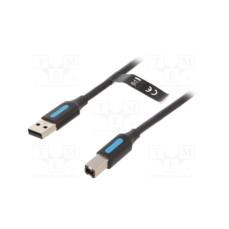 1 pcs x VENTION - COQBJ - Cable, USB 2.0, USB A plug,USB B plug, nickel plated, 5m, black