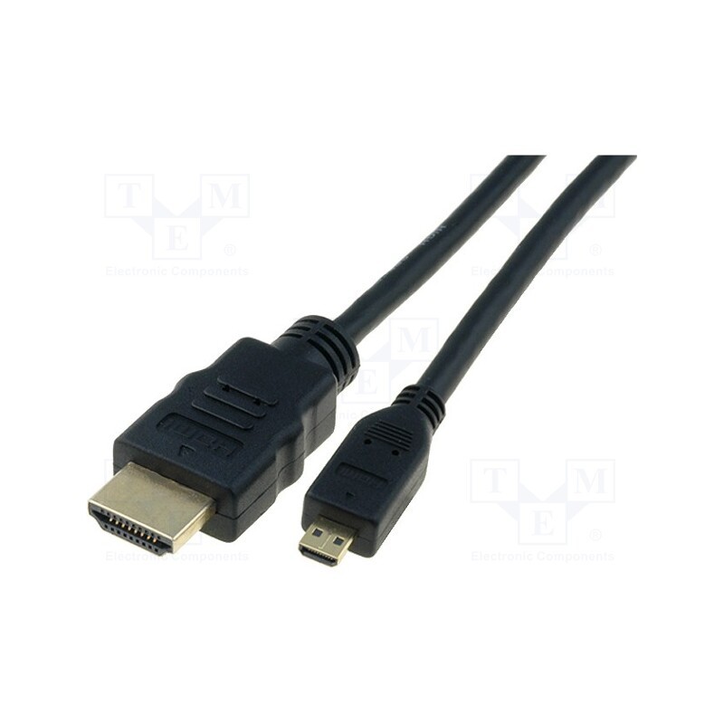 1 pcs x DIGITUS - AK-330109-010-S - Cable, HDMI 1.4, HDMI plug,micro HDMI plug, 1m, black