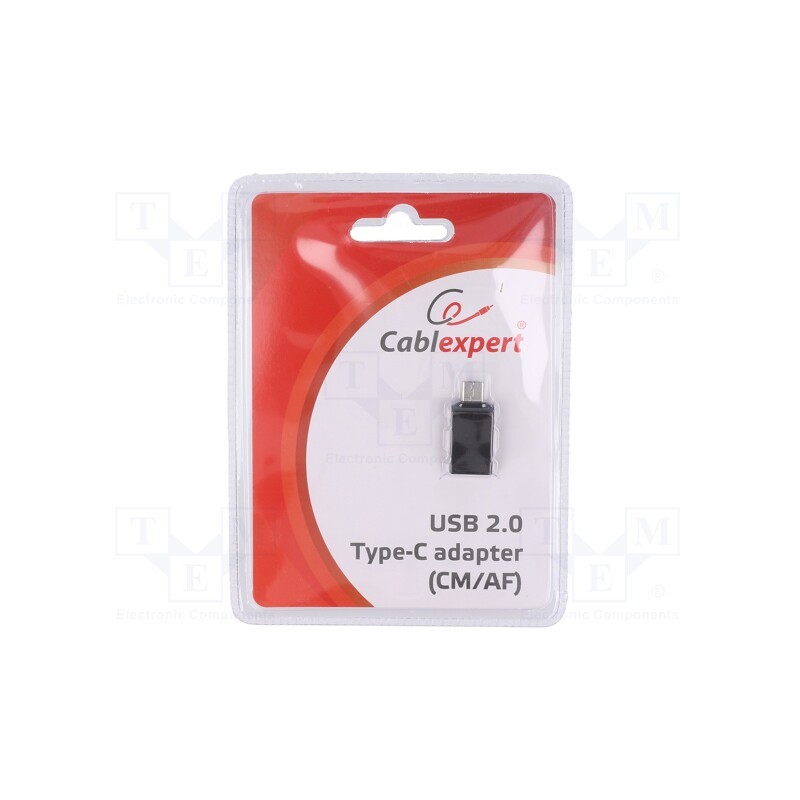 1 pcs x GEMBIRD - A-USB2-CMAF-01 - Adapter, USB 2.0, USB A socket,USB C plug, black, Cablexpert