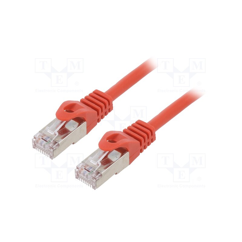 1 pcs x GEMBIRD - PP6-0.5M/R - Patch cord, F/UTP, 6, stranded, CCA, PVC, red, 0.5m, RJ45 plug, 26AWG