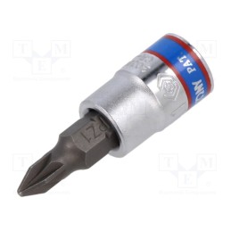 1 pcs x KING TONY - 203801 - Socket, socket spanner, PZ1, 1/4', 37mm, Bit: Pozidriv®
