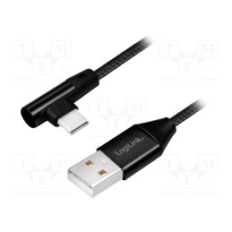 1 pcs x LOGILINK - CU0138 - Cable, USB 2.0, USB A plug,USB C angled plug, 1m, black, PVC