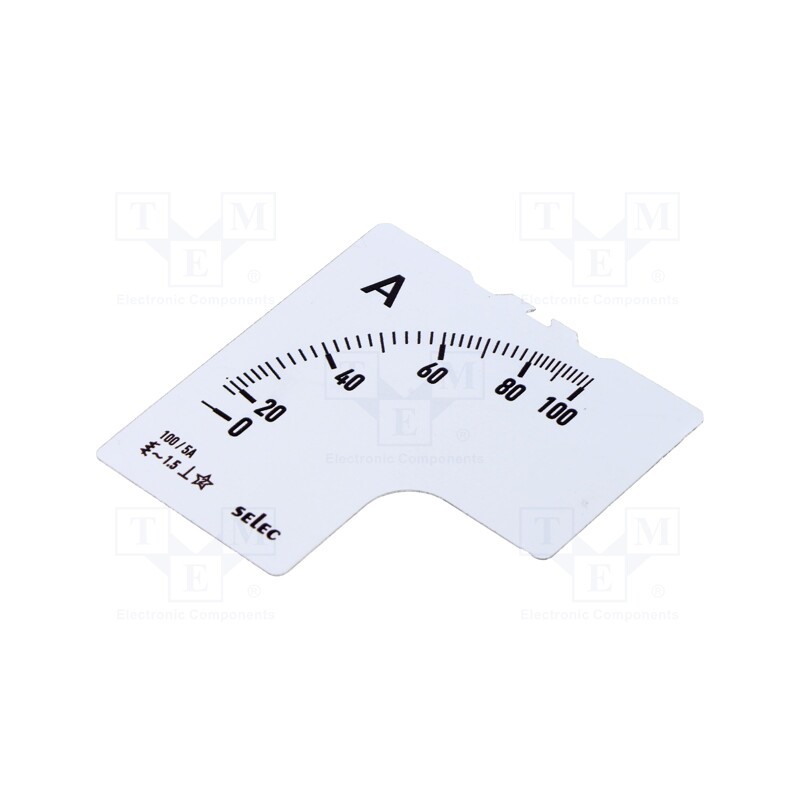 1 pcs x SELEC - SCL-AM-I-2-600/5A - Scale, for analogue ammeter, I AC: 0÷600A, 90°, SCL-AM-I-2