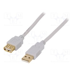 1 pcs x BQ CABLE - CAB-USB2AAF/3G-GY - Cable, USB 2.0, USB A socket,USB A plug, gold-plated, 3m, grey