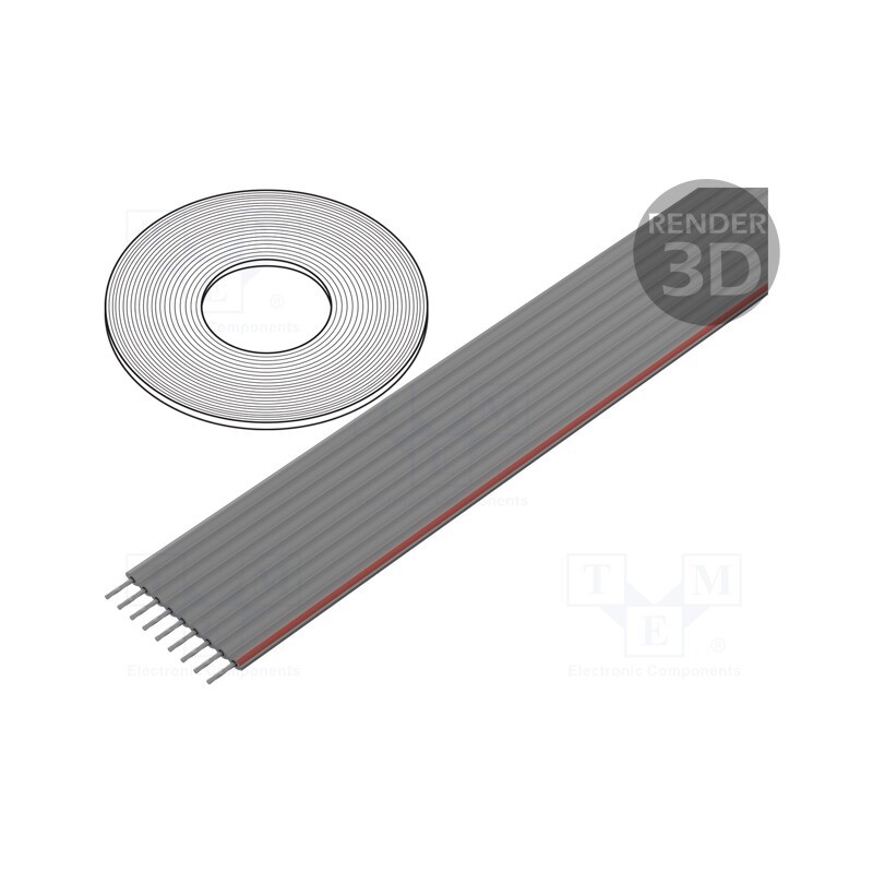 1 rol x CONNFLY - DS1057-09A282R-30.5 - Wire: ribbon, 1.27mm, stranded, Cu, unshielded, PVC, grey, 30.5m