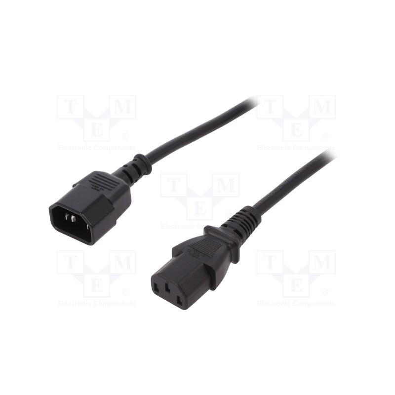 1 pcs x DIGITUS - AK-440201-012-S - Cable, IEC C13 female,IEC C14 male, 1.2m, black, 10A, 250V