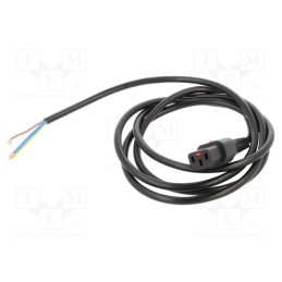 1 pcs x SCHAFFNER - IL13-SE-H05-3100-200 - Cable, IEC C13 female,wires, 2m, with IEC LOCK locking, black