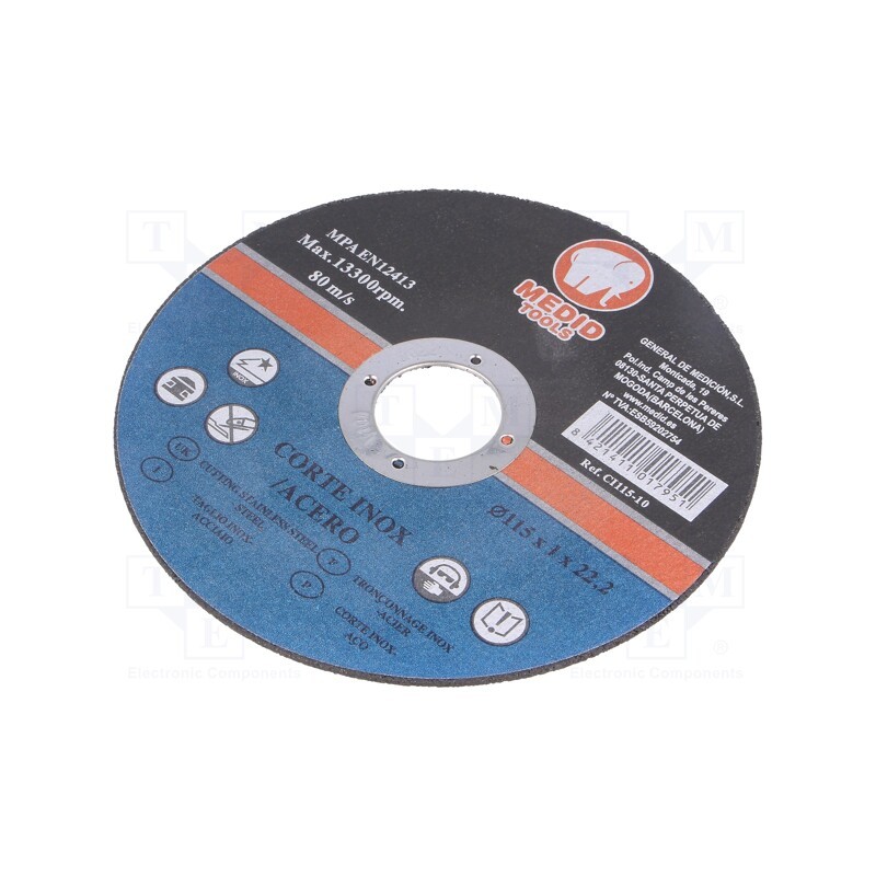 1 pcs x MEDID - CI11510 - Cutting wheel, Ø: 115mm, Øhole: 22mm, Disc thick: 1mm