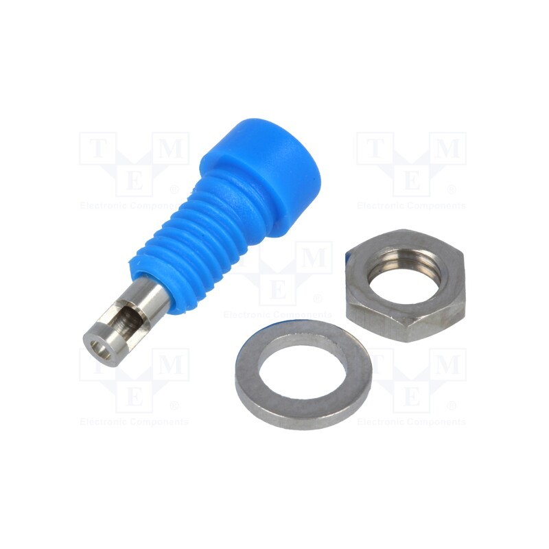 2 pcs x ELECTRO-PJP - 224-M5-I-BL - Socket, 2mm banana, 10A, 60VDC, Overall len: 17mm, blue, insulated