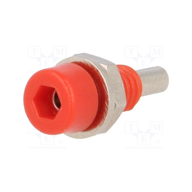 2 pcs x ELECTRO-PJP - 224-M5-I-RT - Socket, 2mm banana, 10A, 60VDC, Overall len: 17mm, red, insulated