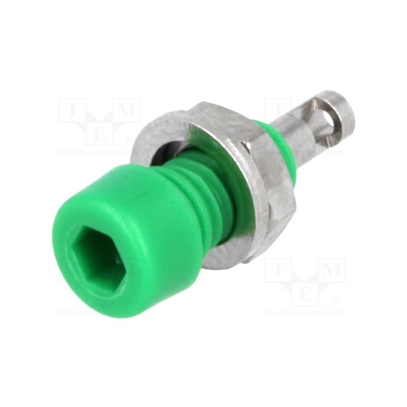 2 pcs x ELECTRO-PJP - 224-M5-I-GN - Socket, 2mm banana, 10A, 60VDC, Overall len: 17mm, green, insulated