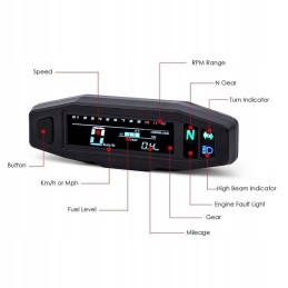 Mini universal LCD motorcycle speedometer