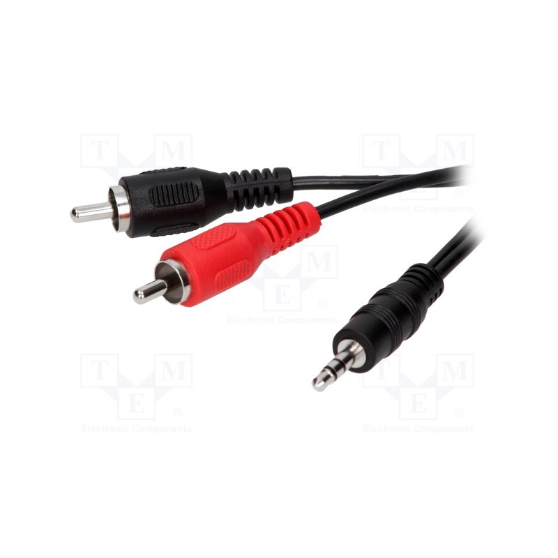 1 pcs x BQ CABLE - BQC-JPS2RP-0500 - Cable, Jack 3.5mm plug,RCA plug x2, 5m, black