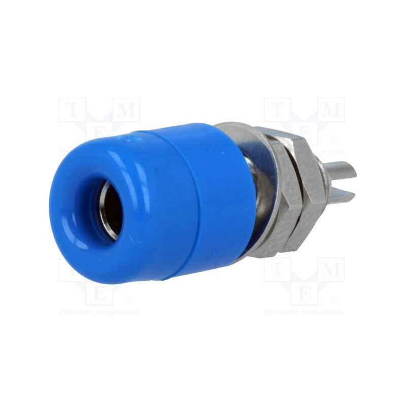 1 pcs x SCHu00dcTZINGER - IBU 401 NI / BL - Socket, 4mm banana, 32A, 60VDC, blue, nickel plated, insulated