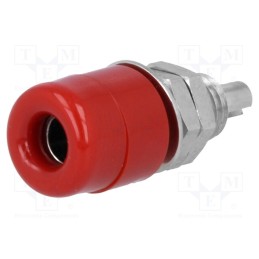 1 pcs x SCHu00dcTZINGER - IBU 401 NI / RT - Socket, 4mm banana, 32A, 60VDC, red, nickel plated, on panel,screw