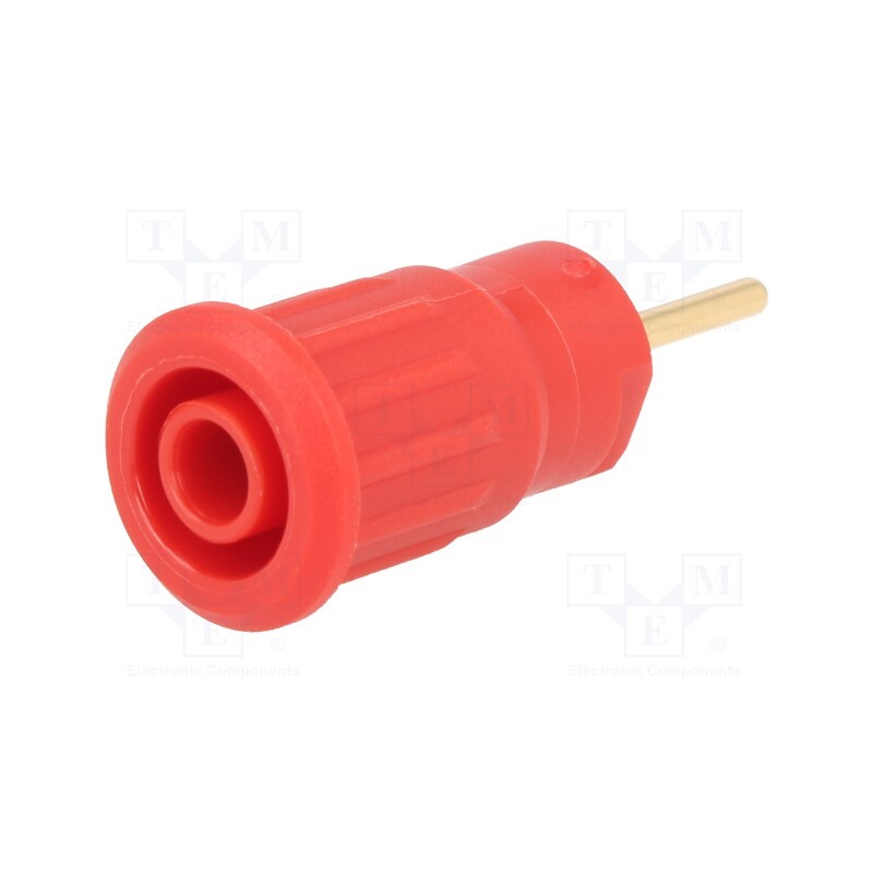 1 pcs x STu00c4UBLI - 23.3130-22 - Socket, 4mm banana, 24A, 1kV, L: 35.5mm, red, gold-plated, on panel