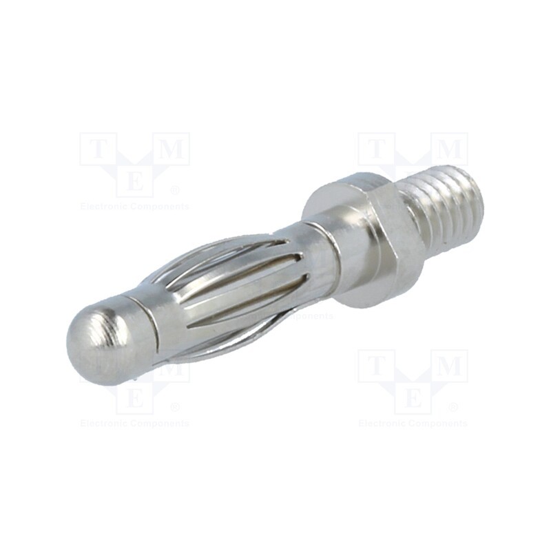 5 pcs x SCHu00dcTZINGER - FK 1209 NI - Plug, 4mm banana, 32A, 33VAC, 70VDC, 26mm, nickel plated, screw