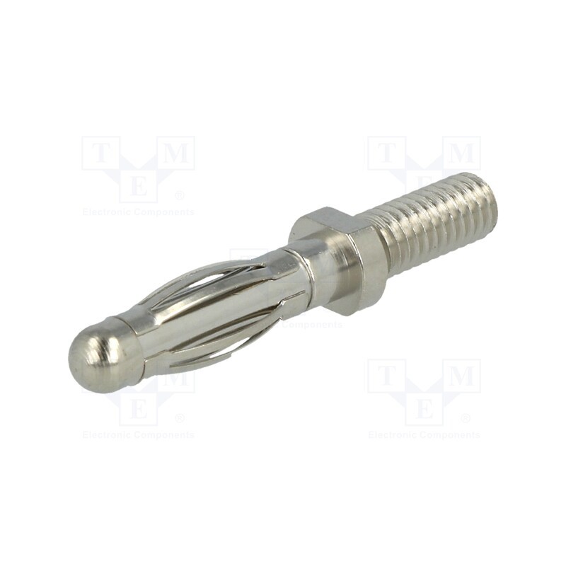 5 pcs x SCHu00dcTZINGER - FK 1210 NI - Plug, 4mm banana, 32A, 33VAC, 70VDC, 30mm, nickel plated, Thread: M4