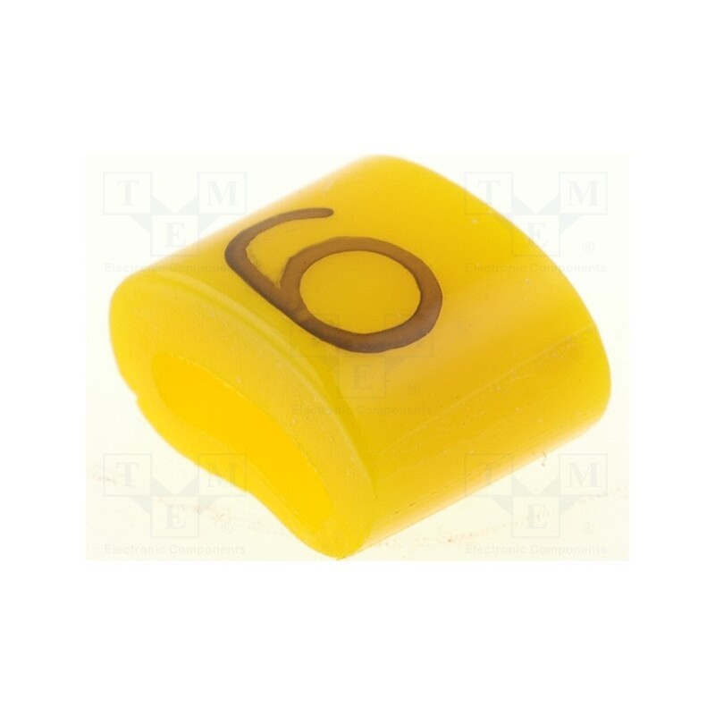 1 pcg x KURANT - MZ-0/6 - Markers, Marking: 6, 1.1÷2.5mm, H: 3mm, A: 6mm, -30÷100°C, leaded