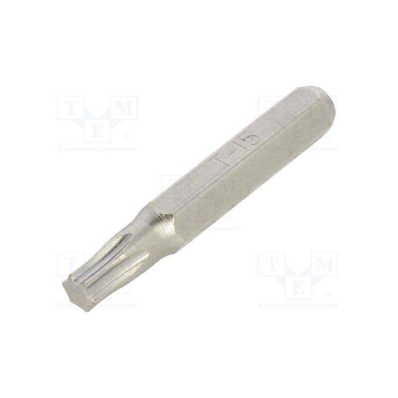 1 pcs x BETA - 12560049 - Screwdriver bit, Torx®, TX15, Overall len: 27mm, Kind: precision