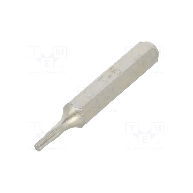 1 pcs x BETA - 12560043 - Screwdriver bit, Torx®, TX05, Overall len: 27mm, Kind: precision